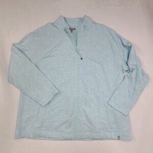 T by Talbots Cozy Crush Mock neck Jacket Blue Mint Athleisure Workout 2X